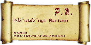 Pöstényi Mariann névjegykártya
